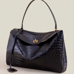 Office Ladies Elegant Black Single Shoulder Bag Cowskin Genuine Leathe Tote Handbag Hasp Designer Fashion Women Messenger Bag - AliExpress Women's Handbags