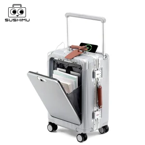 SUSHIMU Wide Trolley Luggage Front Opening Multi-Functional Women 20-Inch Small Lightweight Boarding Box 24-Inch Men's Suitcase - AliExpress Luggage
