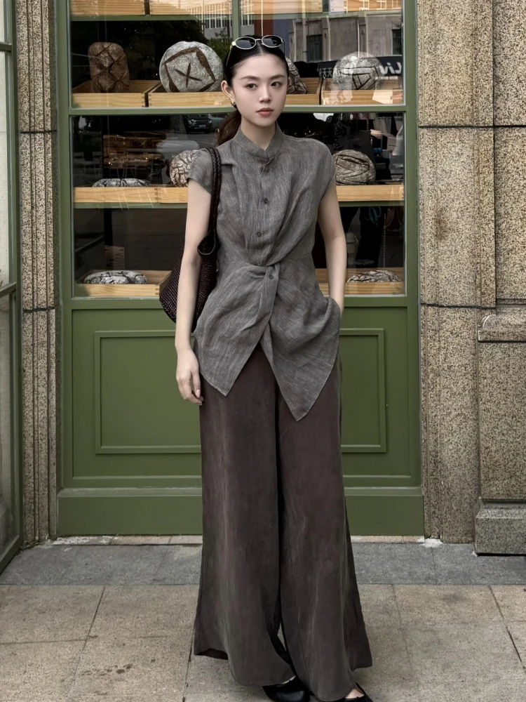 ay Linen irt Women's ort Sve Knot Design Simple Cool Sweet Faion Casual Breathable Comfortable Regular Fit irt - AliExpress Shirts & Blouses