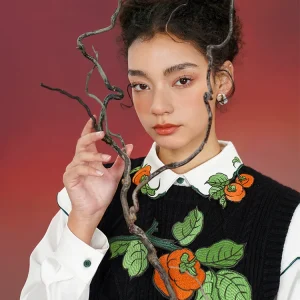 Spring Autumn Original Design Women England Vintage Chinese style Persimmon Embroidered Collar White Shirts/Blouses - AliExpress Shirts & Blouses