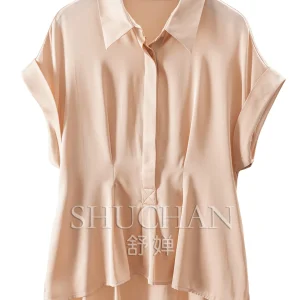 SHUCHANT Simple Elastic Silk Waist Arc Pendulum Shirt  Women's 66M0 Tops Mujer Womens Shirts Luxury - AliExpress Shirts & Blouses