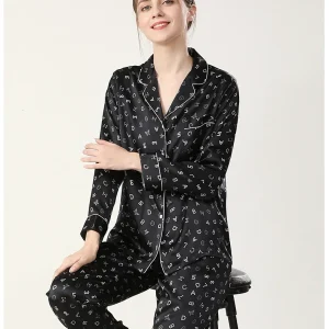 Printed 19MM 100 Silk Women Pajamas Set Sleepwear 2pcs Button Down Top and Pants Nightwear PJ Women's Loungewear Pajama Homewear - AliExpress Women's Sleep & Lounge