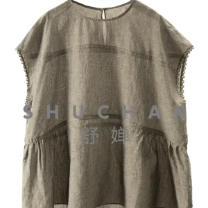 Summer Thin Top Ramie Yarn-dyed Gradual Change Color Bag Shoulder Short-sleeved Shirt 37L0 Women Blouse - AliExpress Shirts & Blouses
