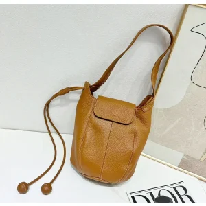 Genuine Leather Bucket Winter New Women's Casual Fashion Versatile Single Shoulder Crossbody Large Capacity Pumpkin Handbag - AliExpress Women's Handbags