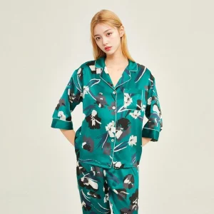 Floral Printing 100% Mulberry Silk Sleepwear Pyjamas Spring and Summer 19MM Real Silk Pajama Women's Two Pieces Set Nightwear PJ - AliExpress Women's Sleep & Lounge