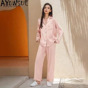 AYUNSUE 100% Mulberry Silk Pajama Sets Sleepwear for Sleeping Women Clothes Summer 16Mm Silk Casual Long Pants Tops Pyjama Femme - AliExpress Women's Sleep & Lounge