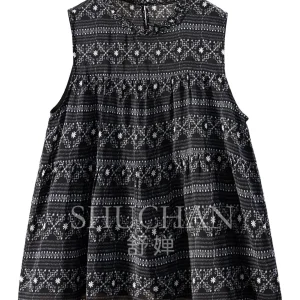 Tank Top Retro and Elegant Blouse Ethnic Style Geometric Printing Silk Double Crepe Vest Shirt Women 45W9 - AliExpress Shirts & Blouses