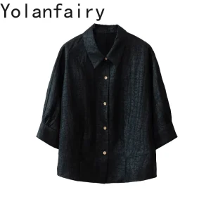 YOLANFAIRY 40 Momme Heavyweight 100% Mulberry Silk Shirts for Women Vintage Tortoise Crack Gambiered Silk Shirt Collar Top Coat - AliExpress Shirts & Blouses