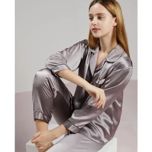 Multi Colors 100% Mulberry Silk Women's Long Sleeve Pajama Set for Autumn Comfortable Sleepwear Cardigan 2 Piece Pajamas Nighty - AliExpress Women's Sleep & Lounge