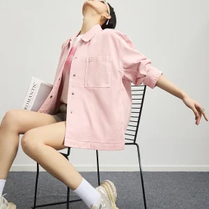 Pink irt Jaet Women's Beautiful Unique Single Wear Casual Sle Straight Tube Long Sve  Collar Polyester Fiber - AliExpress Shirts & Blouses