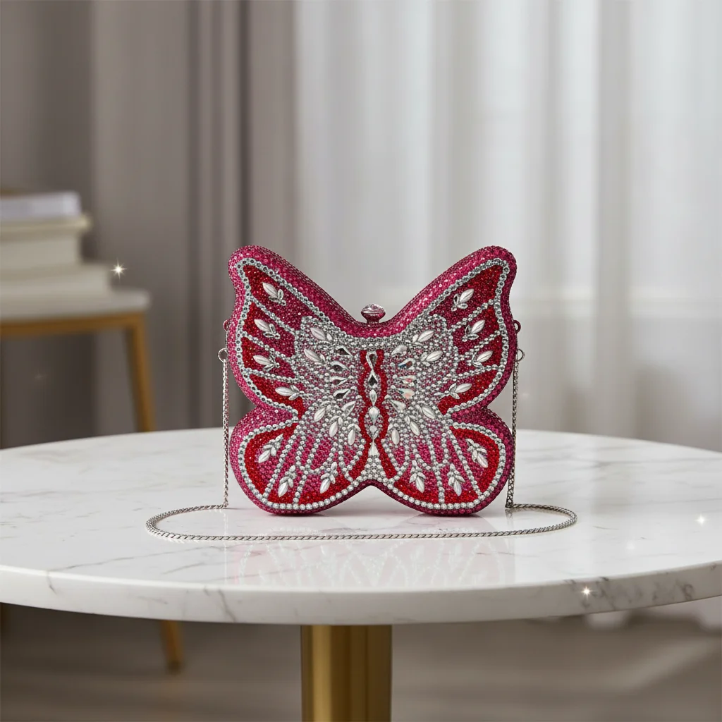 High Quality New Clutch Bag Diamond-encrusted Flat Bottom butterfly Design Magnetic Clasp Closure Model for Evening Bag Luxury - AliExpress Women's Handbags