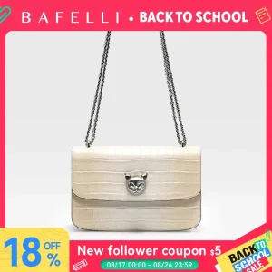 BAFELLI Premium Crocodile Grain Leather Square Bag Gradient Effect Cat Head Accent Chain Shoulder Strap Single Crossbody Use - AliExpress Women's Handbags