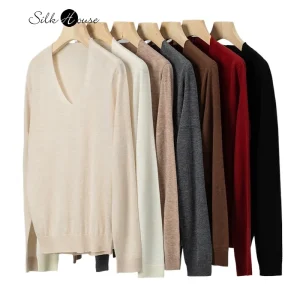 First Line Ready To Wear 30%Cashmere Deep V-neck Loose Fitting Pullover Long Sleeved Women's Autumn/Winter Knitted Base Sweater - AliExpress Sweaters&Jumpers