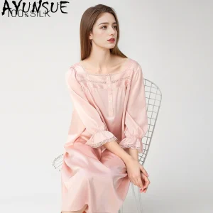 AYUNSUE 1MM 100% Real Mulberry Silk Night Dress Women's Home Clothes  Pajama Casual Sleepwear Summer Dresses for Woman Пижама - AliExpress Women's Sleep & Lounge