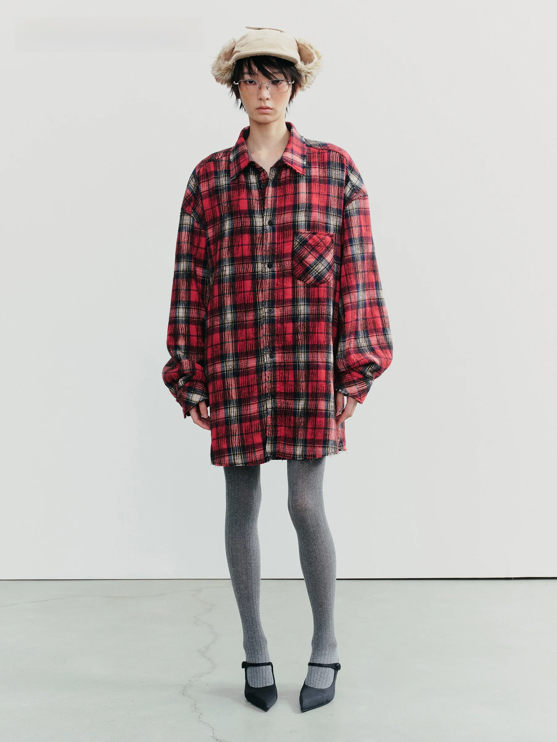 VERMO Retro Thickened Woolen Shirt Coat Classic Plaid Hemming Festival Atmosphere Women's Loose Fit Long Sleeve Button up - AliExpress Shirts & Blouses