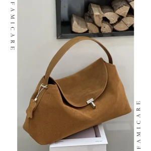 Fashion Lady Genuine Leather Pillow Handbag Large Capacity Soft Flap Shoulder Bags for Women Solid Color Suede Crossbody Bag - AliExpress Women's Handbags