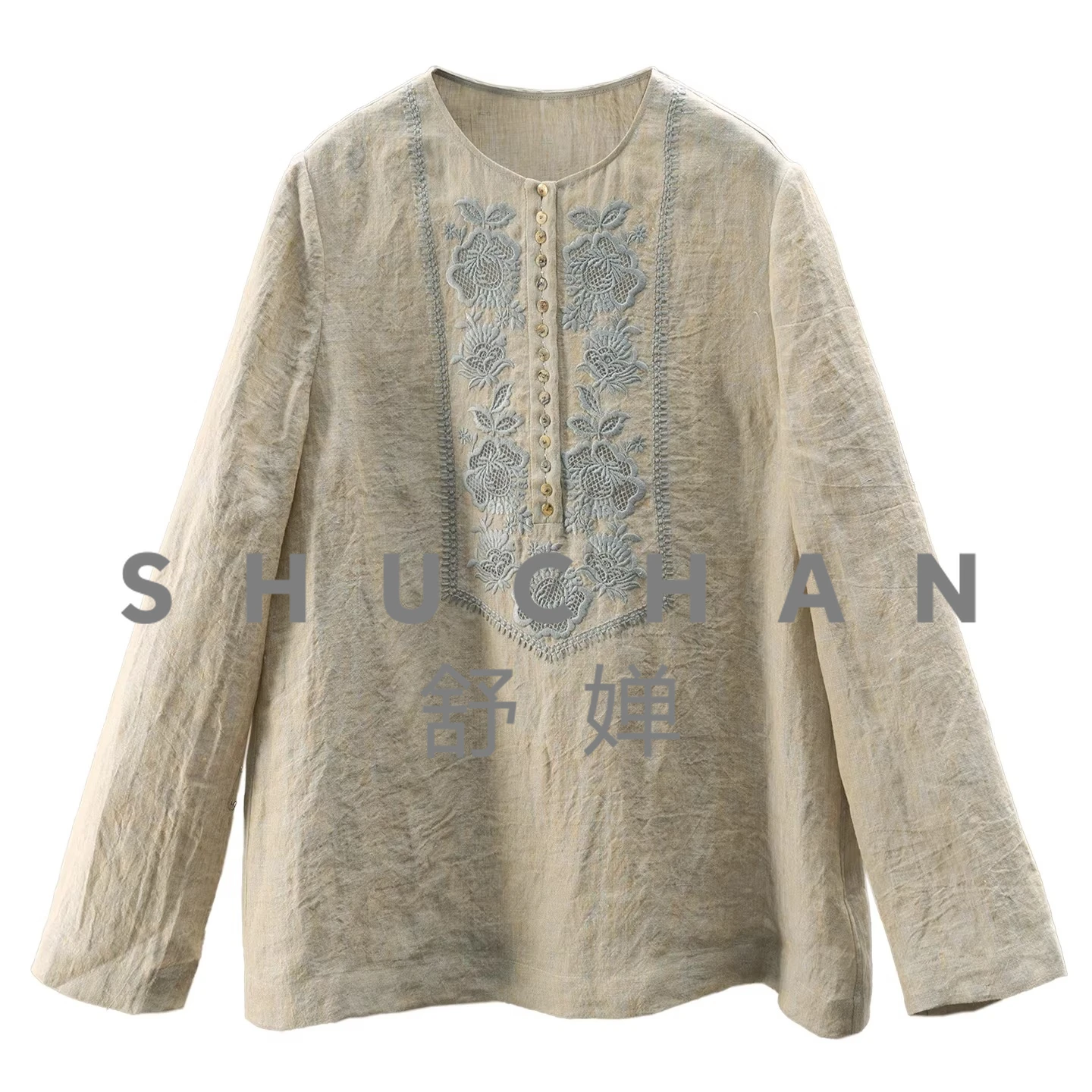 Pullover Ingenuity and High Quality, Elegant Hollow Embroidered Hemp + Linen Crew Neck Shirt Women 33G8 - AliExpress Shirts & Blouses
