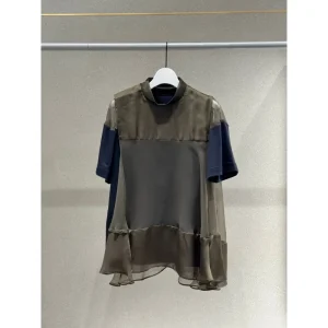 Lightweight Loose Short Sleeve Color Block Women's Chiffon Top SACAI Japanese Style Summer New Design Fashionable Casual Shirt - AliExpress Shirts & Blouses