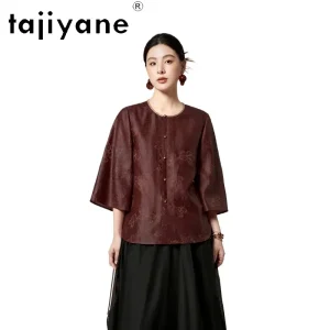 TAJIYANE 100% Mulberry Silk Blouse for Woman 19MM Xiangyun Sha Jacquard Shirts Chinese Style Spring Tops 2026 Women Clothing 셔츠 - AliExpress Shirts & Blouses