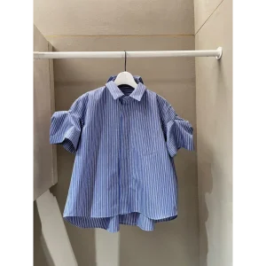 Japanese Style Loose Fit Striped Shirt Casual Short Sleeve Turn-down Collar Women's All-matching Spring Summer FOG SACAI - AliExpress Shirts & Blouses