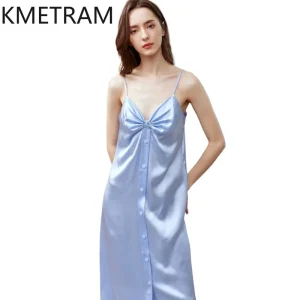 KMETRAM  100% Real mulberry silk Night Dress Woman Sexy Nightgowns Long Slip Dresses Summer Sleepwear Women Clothing 2026 пижама - AliExpress Women's Sleep & Lounge