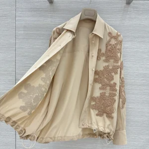 100% Silk Women's Heavy 3D Embroidery Flower Turn-Down Collar Single Breasted Drawstring Hem Casual Shirt - AliExpress Shirts & Blouses
