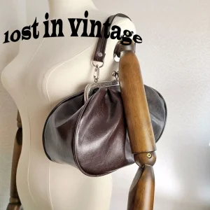 LOST IN VINTAGE Artficial Leather Ball Bronze Sliver Frame Kiss-lock Dark Brown Large Purse Evening Clutch Puffy Bags 35x20x12cm - AliExpress Women's Handbags