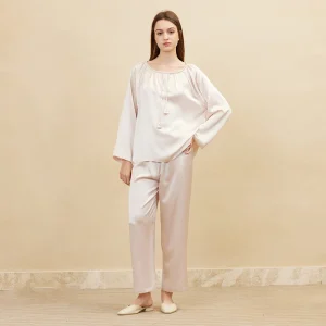 19mm Mulberry Silk Pajama Set Women Long Sleeve 2Pcs Drawstring Waist Bud Floral Print Elegant Loungewear - AliExpress Women's Sleep & Lounge