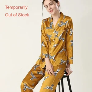 [Temporarily Out of Stock] New Printed Heavy Silk Pajamas Women 19mm Mulberry Silk Long Sleeved Long Pants Loungewear Set  XXL - AliExpress Women's Sleep & Lounge