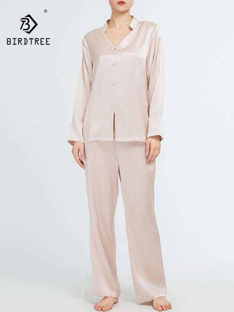 Birdtree, 19MM 100%Real Silk Pajamas Sets, Women Long Sleeve Solid, Elegant 2024 Summer Autumn New Sleepwear Pyjamas S479122QC - AliExpress Women's Sleep & Lounge