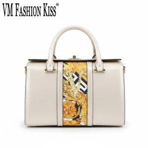 VM FASHION KISS Printing Top Handle Bags Women Split Leather Doctor Handbag Luxury Designer Shoulder Messenger Bag Totes - AliExpress Women's Handbags