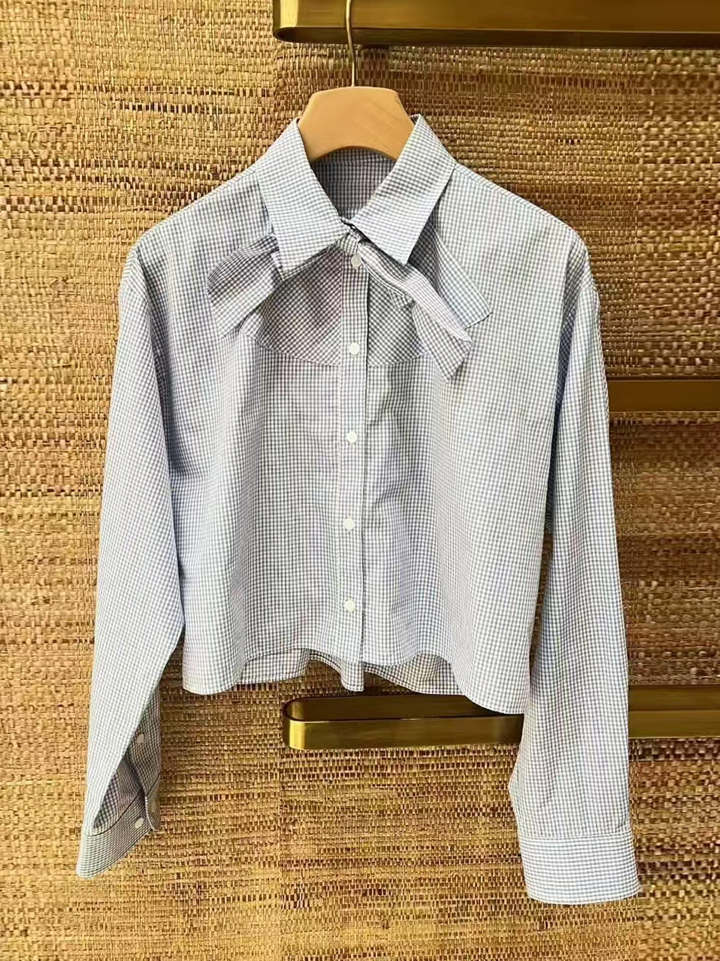 Ele Women's Plaid irt Casual Knot Collar ort Sve Long irt Autumn 2025 Faion Commute Sle Knot Design - AliExpress Shirts & Blouses