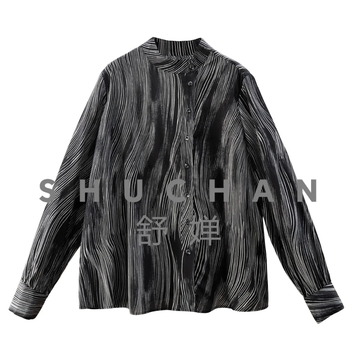 Galaxy Quicksand, Ark 3K + Light Luxury Silk Printed Stand-up Collar Oblique Placket Shirt Women's 47J8 - AliExpress Shirts & Blouses