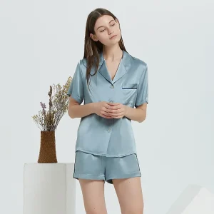 19MM 100% Mulberry Silk Summer Sleepwear Loungewear Summer Chemise Pajamas Set Women's Short-sleeved Lapel Top & Shorts Pyjamas - AliExpress Women's Sleep & Lounge