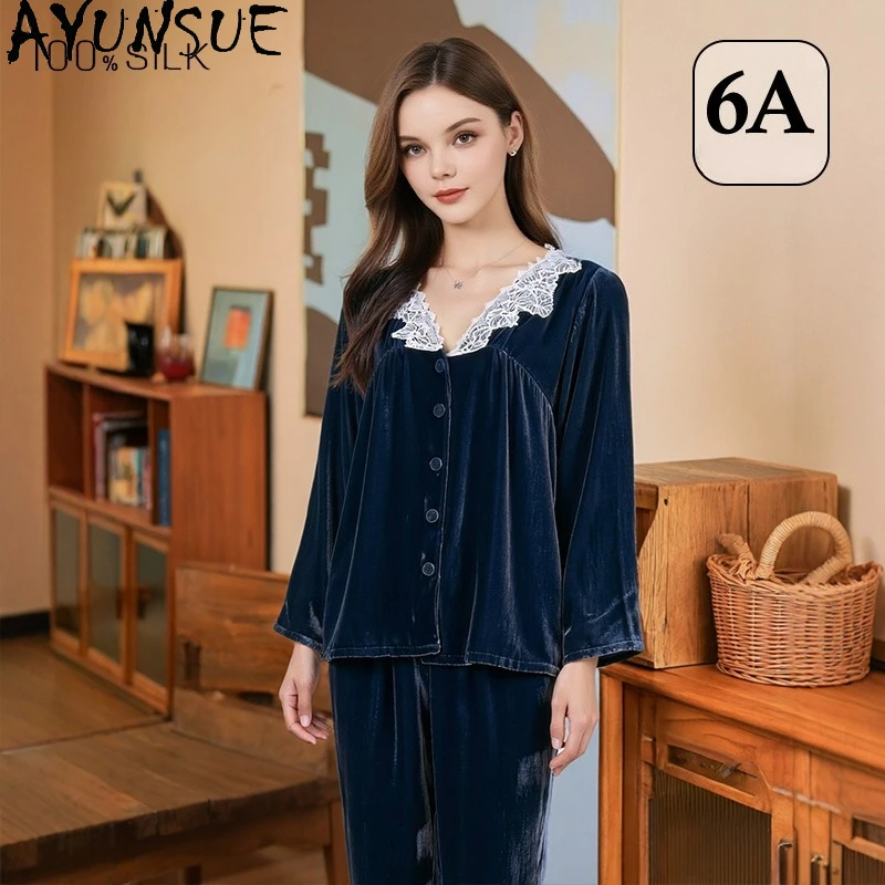 AYUNSUE 100% Mulberry Silk Pajamas for Women 19MM Silk 2026 Autumn and Winter Newarrive Sleepwear Pijama Feminino Пижама Женская - AliExpress Women's Sleep & Lounge