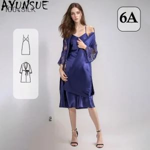AYUNSUE 100% Real Mulberry Silk Robe & Gown Sets Women 2026 Spring Summer Robes 19MM Silk Sexy Sleepwear Women's Home Clothes - AliExpress Women's Sleep & Lounge