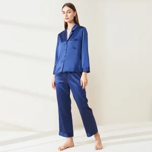 30MM 100% Mulberry Silk Autumn and Winter Long Sleeve Trousers Pajama Set Solid Color Cardigan Pajamas Cozy Loungewear Outfit PJ - AliExpress Women's Sleep & Lounge