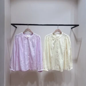 Spring Summer Pure Color Embroidered Cotton Long Sleeve round Neck Shirt Women's Casual Fit Breathable Comfortable Shirt - AliExpress Shirts & Blouses