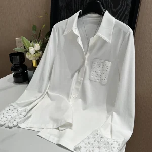 Unique Elegant White Cotton Shirt Age-Defying Fashionable Design Spring 2026 New Arrival Women's Premium Quality Loose Fit Top - AliExpress Shirts & Blouses