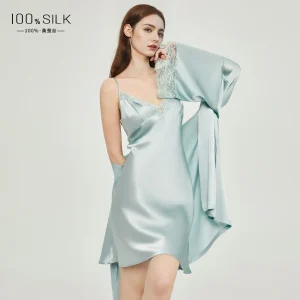 Sexy 100% Mulberry Silk Robe and Nightgown Women's Two Pieces Set Robes with Camisole Nightdress Solid Color Morning Robe Gown - AliExpress Women's Sleep & Lounge