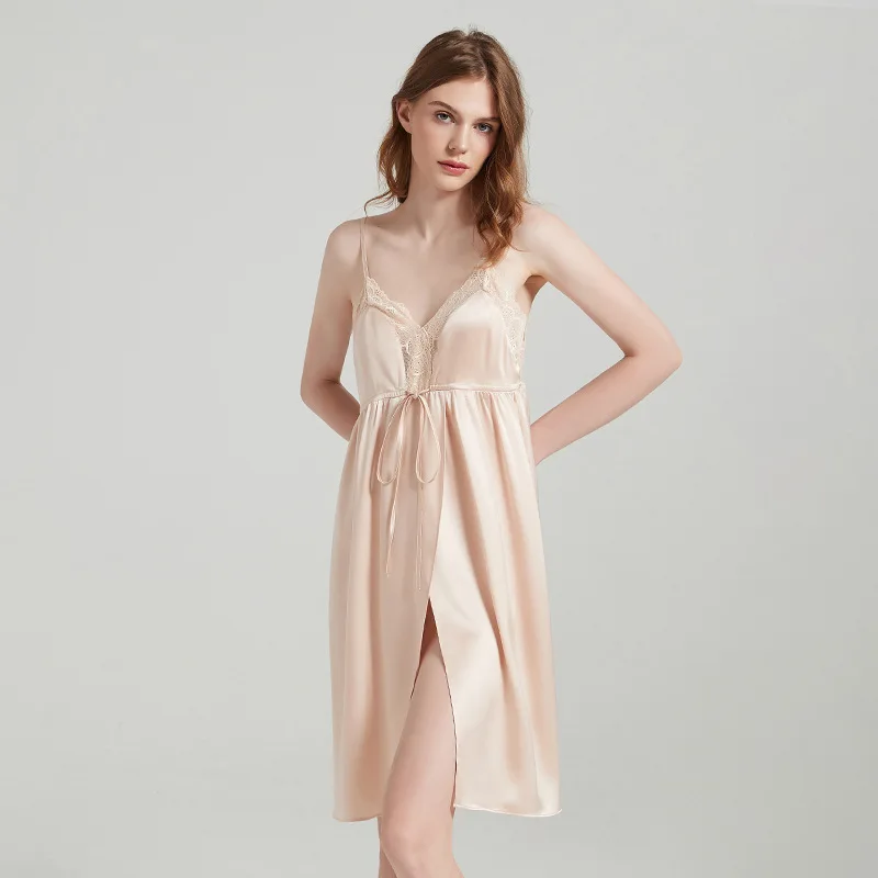 Lace Strap 6A Grade 100% Mulberry Silk Nightdress Sexy Heavy 19mm Suspender Skirt Ultimate Comfort Elegance Nightgown XL Size - AliExpress Women's Sleep & Lounge