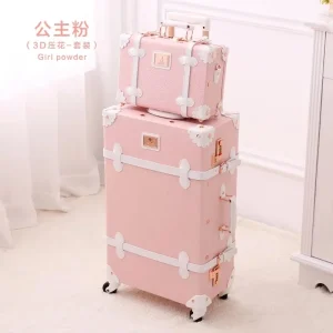 New 2PCS/SET Vintage Floral PU Travel Bag Rolling Luggage,13"20"22"24"26"28"inch Women Retro Trolley Suitcase On Universal Wheel - AliExpress Luggage