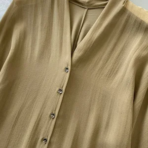 Ele V-Ne Long Sve Silk Batwing Sve High-End irt Strapl Cover up Two-Piece Women's Faion Summer Straight Cut - AliExpress Shirts & Blouses