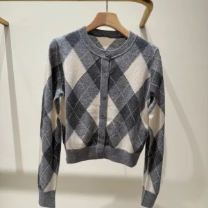 High-End Version European Sle Women's Knitted Long Sve Open Cardigan Classic Diamond Pattern Color Blo Anti-Aging Faion - AliExpress Sweaters&Jumpers