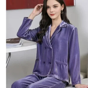 Luxury Heavyweight Silk Pajama Set Plush Mulberry Silk Velvet Women Pajamas Loungewear Elegant Cozy Sleepwear Winter Collection - AliExpress Women's Sleep & Lounge