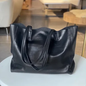 Simple leisure designer luxury natural genuine leather women black shoulder bag outdoor daily shopping soft cowhide tote bag - AliExpress Women's Handbags