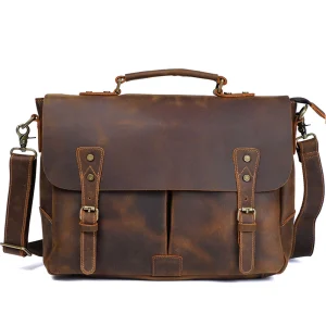 Vintage Crazy Horse Leather Messenger Bag for Men Genuine Cowhide Briefcase 14 inch Laptop Bag Commuter Single Shoulder Bag - AliExpress Women's Handbags
