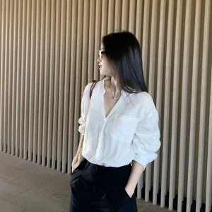 Pusumede Linen V-Ne irt Women's Loose Thin Long Sve Casual Sle Comfortable Breathable Lazy Faion Spring irt - AliExpress Shirts & Blouses