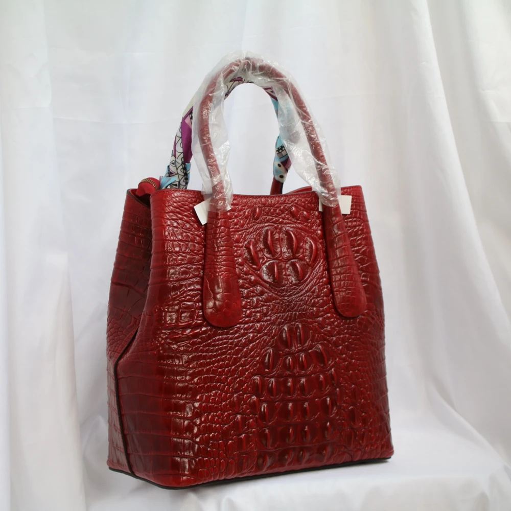 Fashion Luxury Retro Crocodile Pattern Genuine Leather Women BagHandbag Unique Real Leather Lady Tote Shoulder Crossbody Bag - AliExpress Women's Handbags