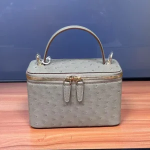 Ostrich Leather Women's Bag Genuine Leather Small Square Bag Fashion High-end Makeup Bag Chain Strap Crossbody Handband Bag 45 - AliExpress Women's Handbags